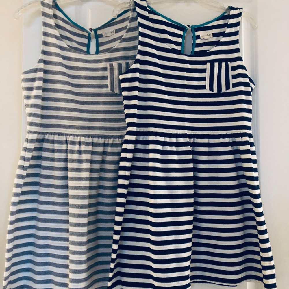 Maison Jules Navy and Gray Striped Dresses